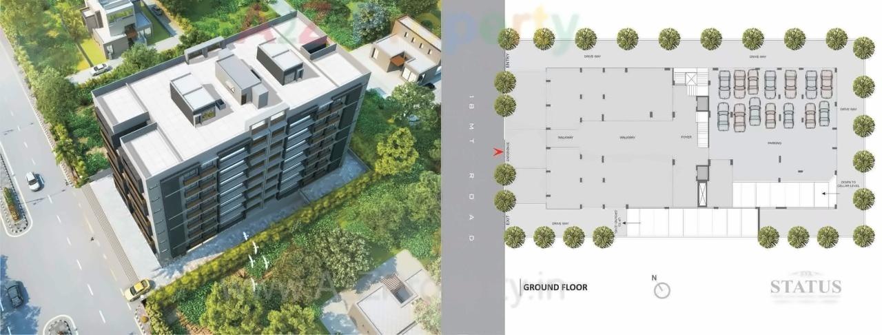 Layout of real estate project Status located at Sola, Ahmedabad, Gujarat