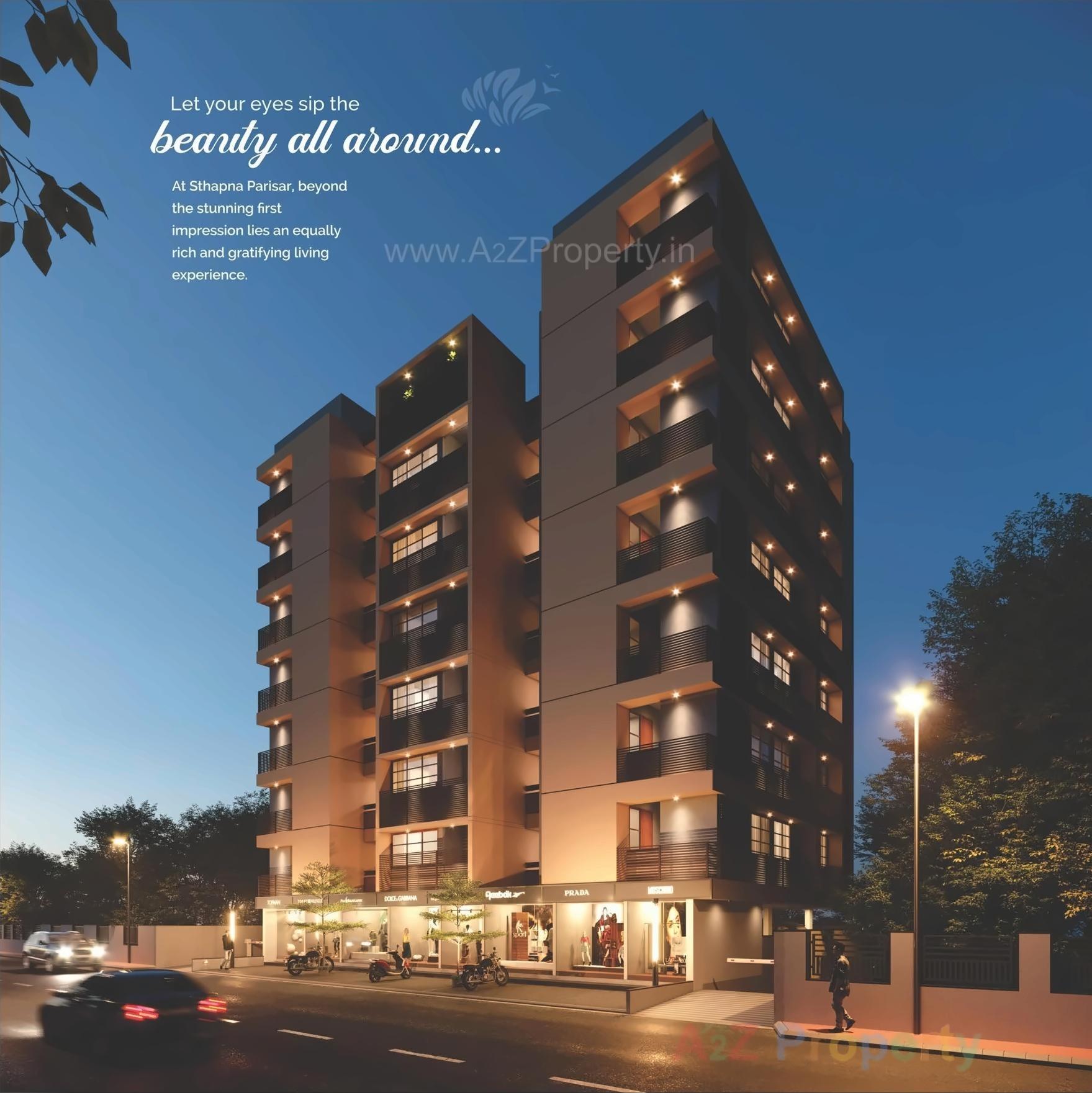 3D Elevation of real estate project Sthapana Parisar located at Chandlodia, Ahmedabad, Gujarat