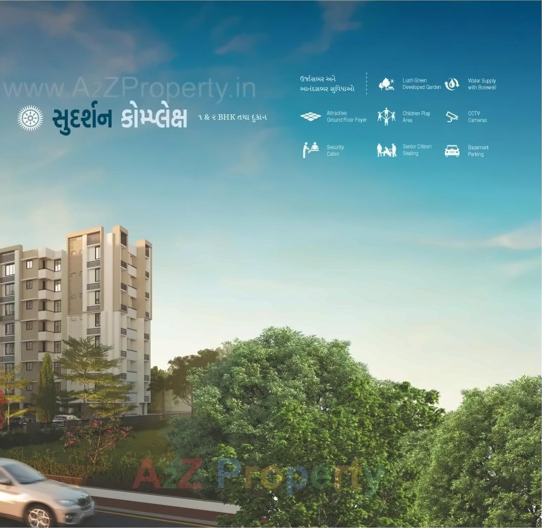 3D Elevation of real estate project Sudarshan Complex located at Ghtlodiya, Ahmedabad, Gujarat