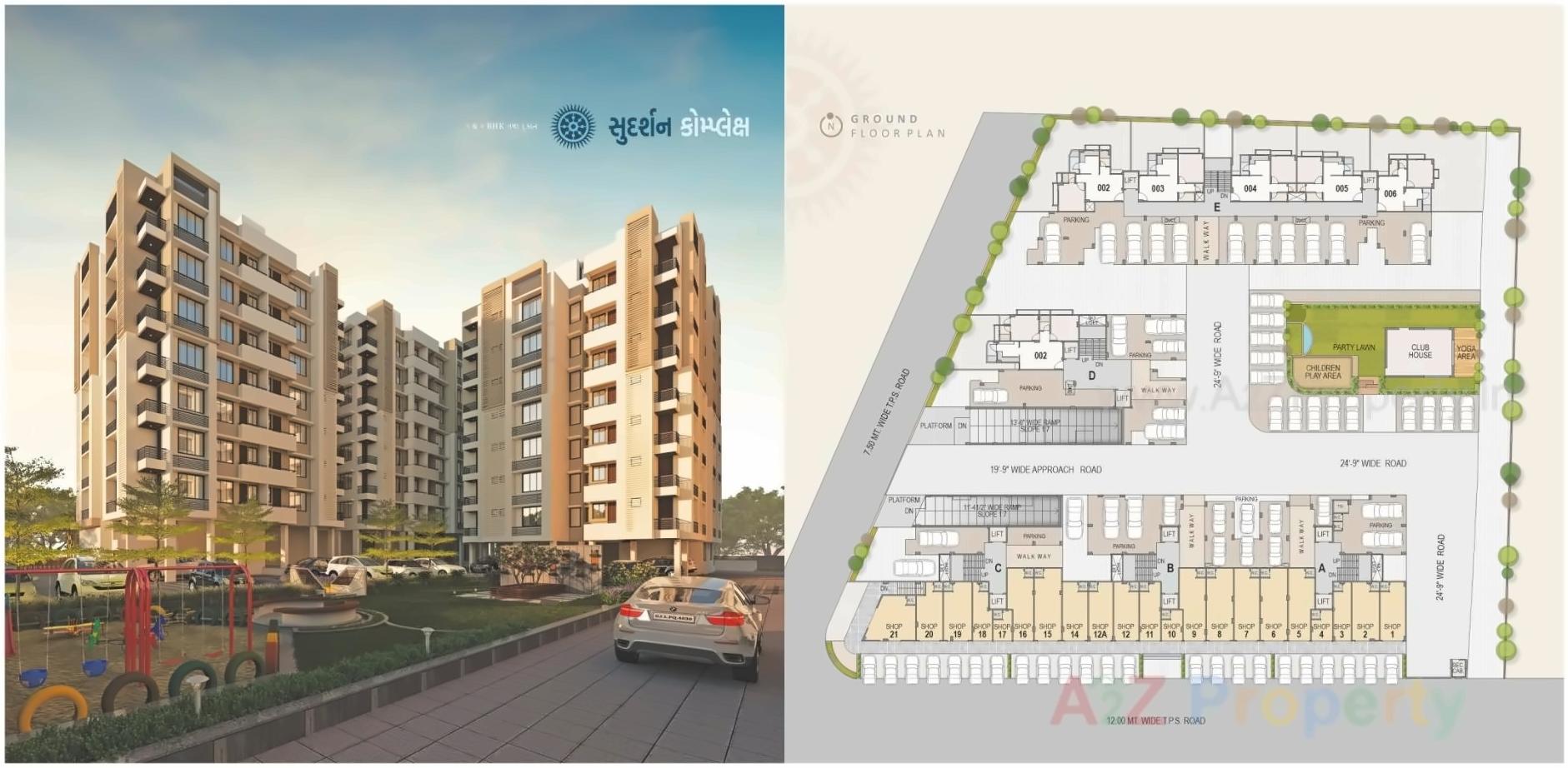 Layout of real estate project Sudarshan Complex located at Ghtlodiya, Ahmedabad, Gujarat
