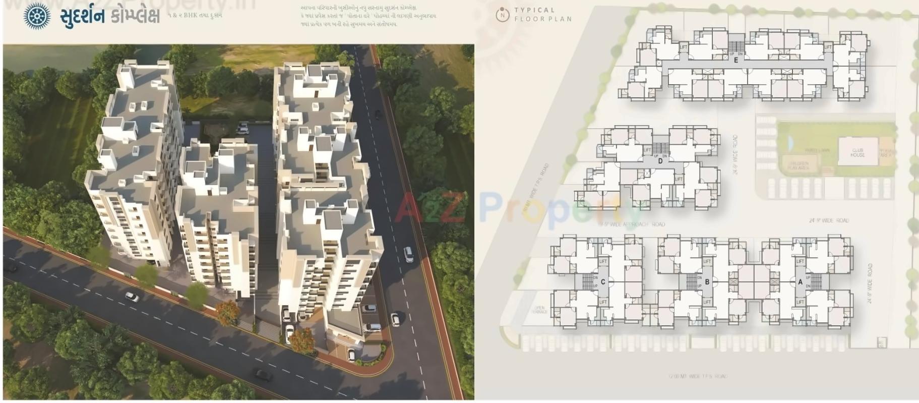 Layout of real estate project Sudarshan Complex located at Ghtlodiya, Ahmedabad, Gujarat