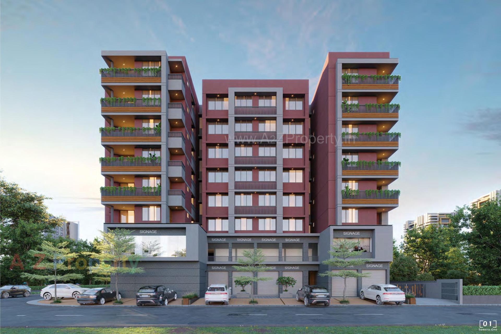 3D Elevation of real estate project Sumeru One located at Paldi, Ahmedabad, Gujarat
