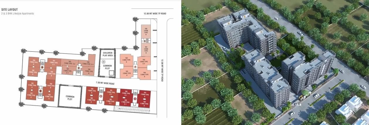 Layout of real estate project Sun Divine located at Ghatlodia, Ahmedabad, Gujarat