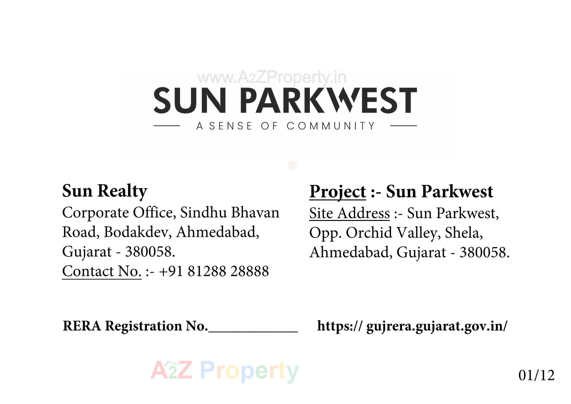  of real estate project Sun Parkwest located at Shela, Ahmedabad, Gujarat