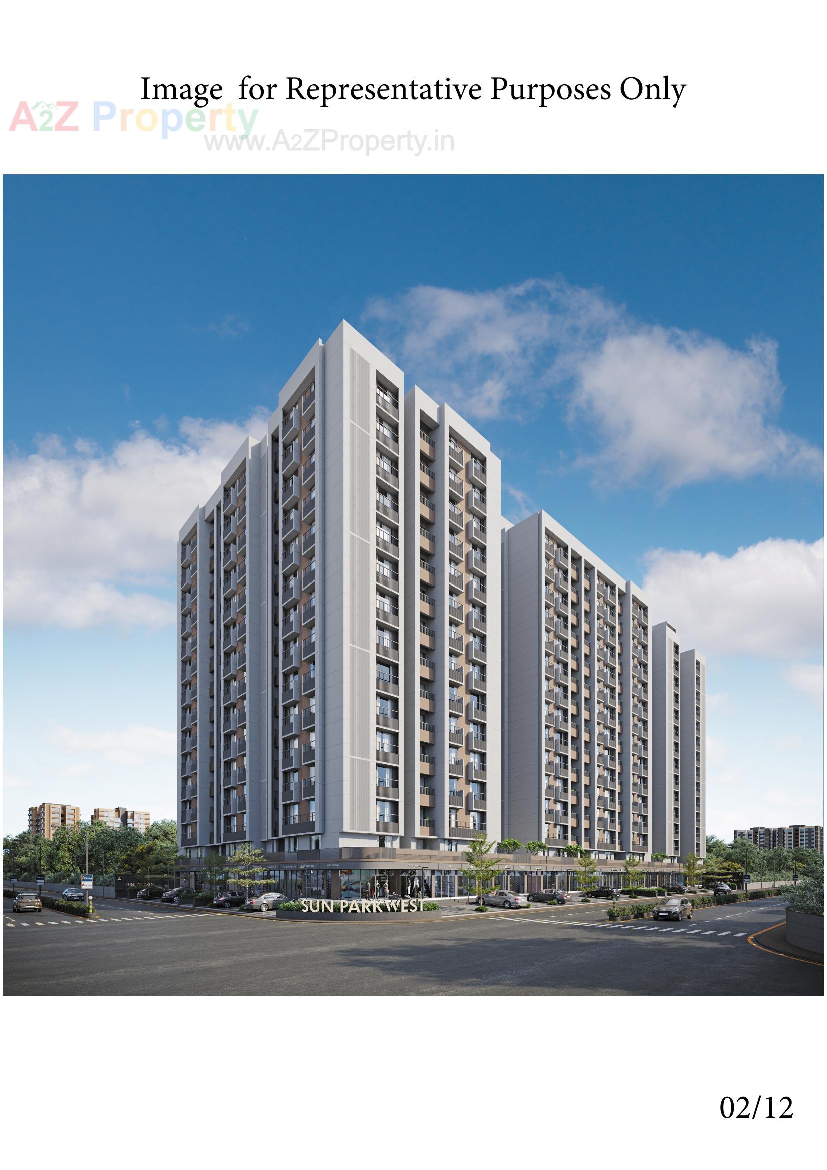 3D Elevation of real estate project Sun Parkwest located at Shela, Ahmedabad, Gujarat