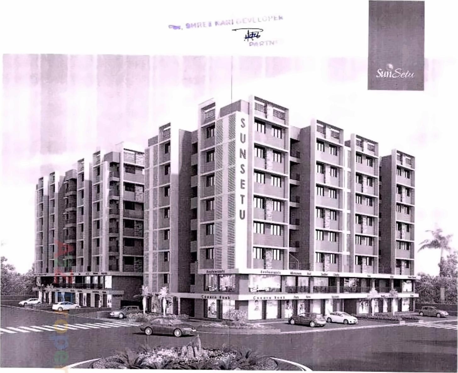3D Elevation of real estate project Sun Setu located at Khodiyar, Ahmedabad, Gujarat