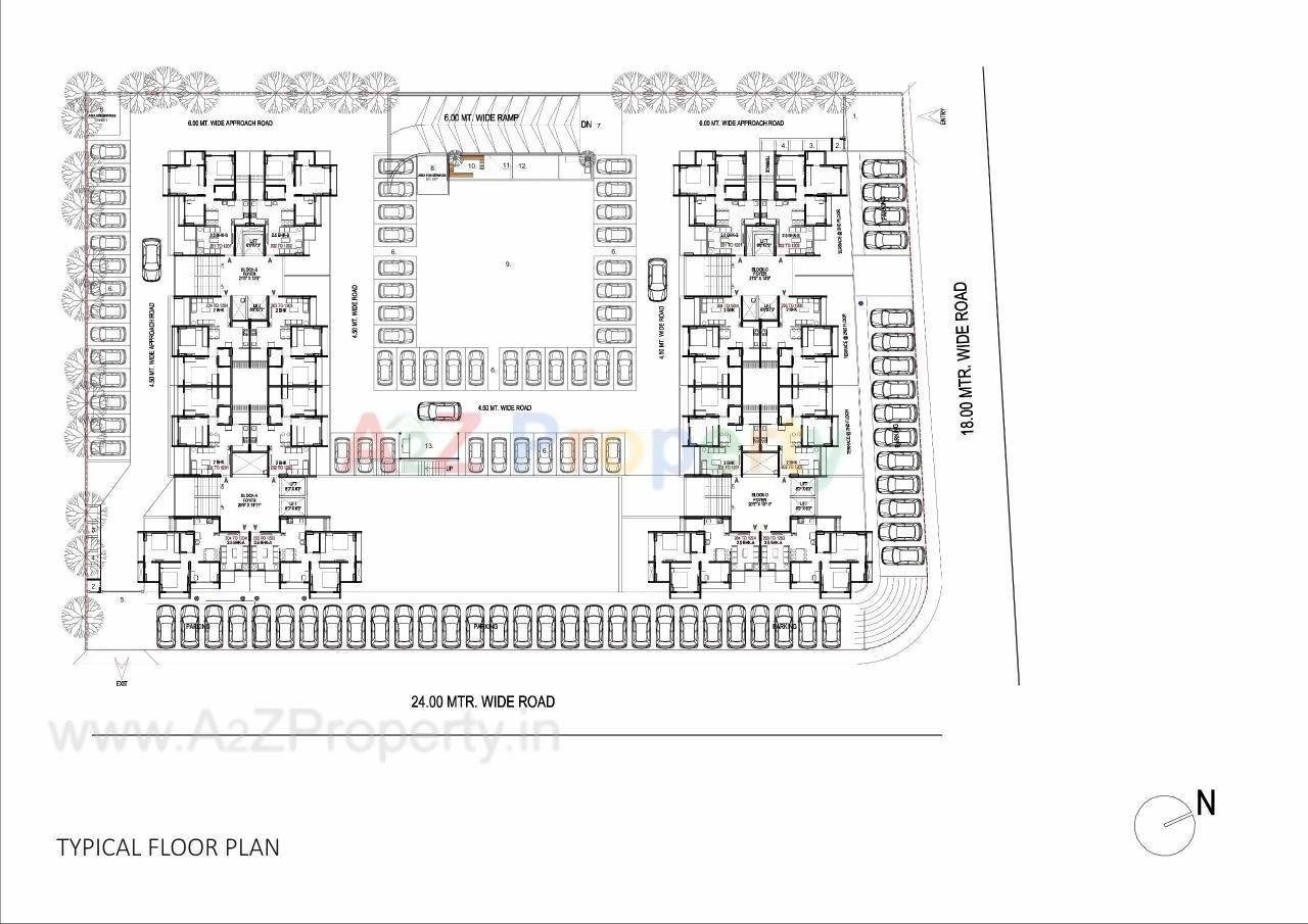 Layout of real estate project Sun Shela One located at Shela, Ahmedabad, Gujarat