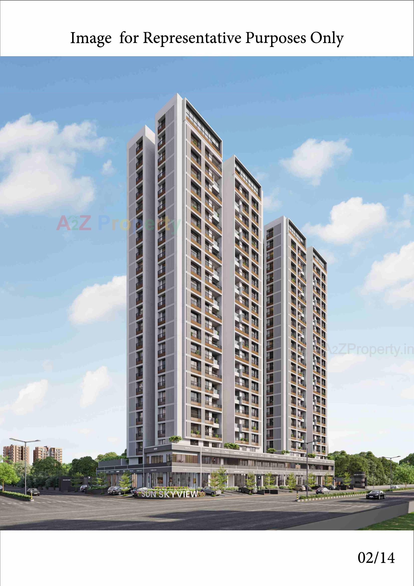 3D Elevation of real estate project Sun Skyview located at Shela, Ahmedabad, Gujarat