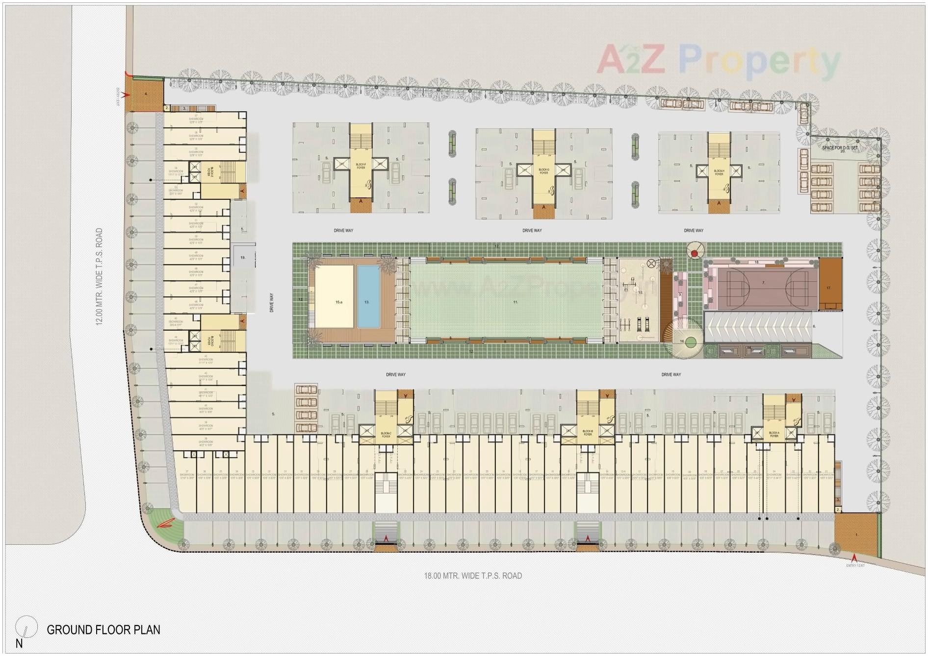 Layout of real estate project Sun Southrayz located at Ghuma, Ahmedabad, Gujarat