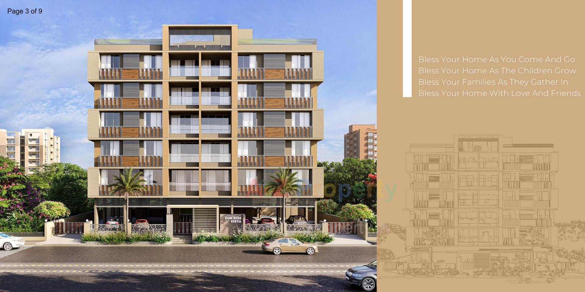 3D Elevation of real estate project Sunrise Vista located at Bodakdev, Ahmedabad, Gujarat