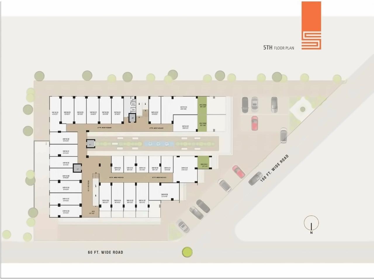 Layout of real estate project Swarnim Business Hub located at Tragad, Ahmedabad, Gujarat