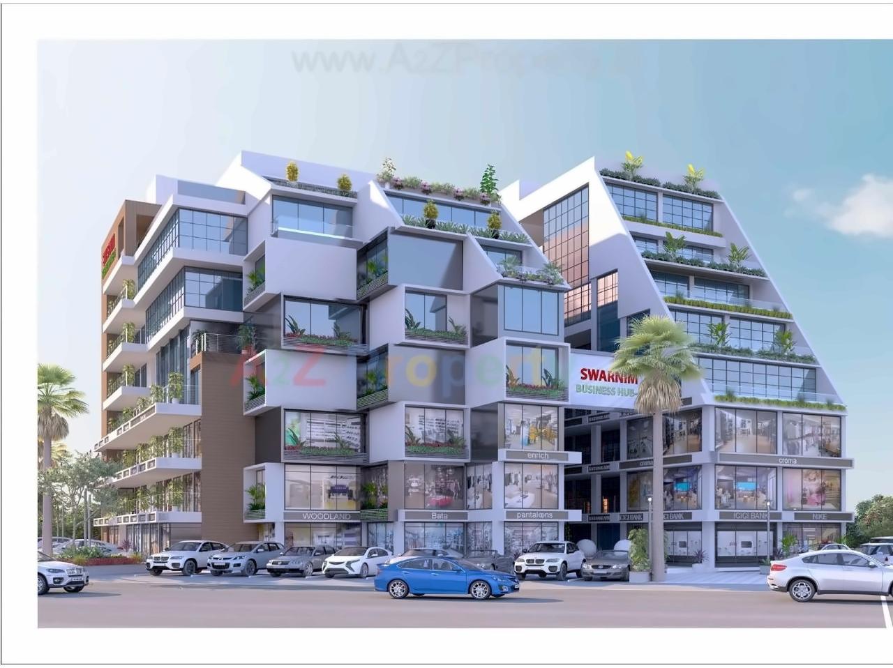 Layout of real estate project Swarnim Business Hub located at Tragad, Ahmedabad, Gujarat