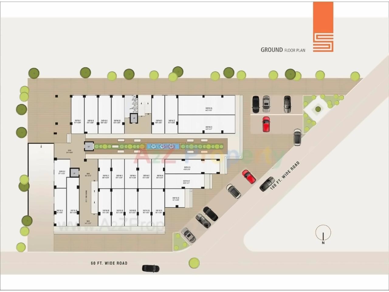 Layout of real estate project Swarnim Business Hub located at Tragad, Ahmedabad, Gujarat