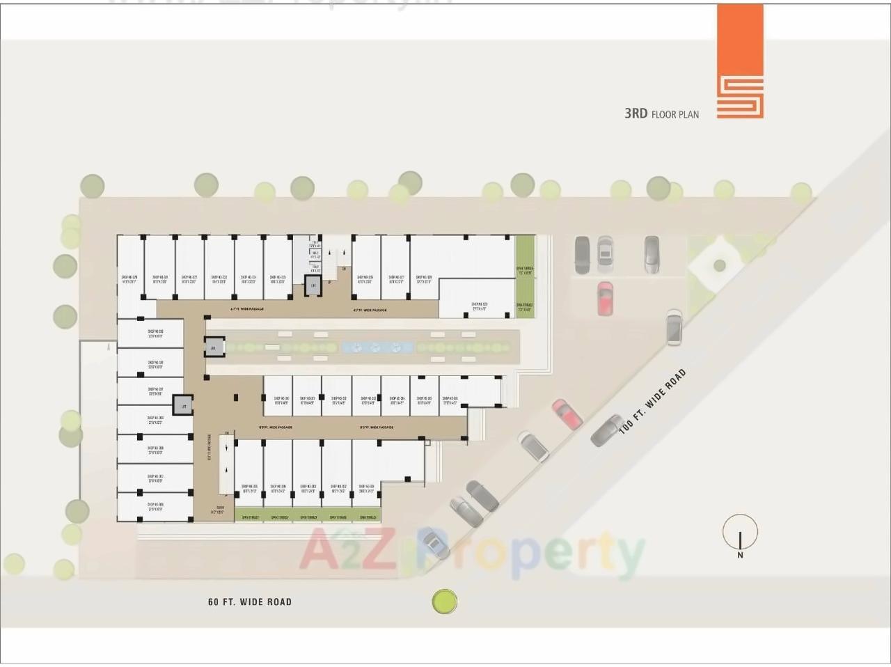 Layout of real estate project Swarnim Business Hub located at Tragad, Ahmedabad, Gujarat