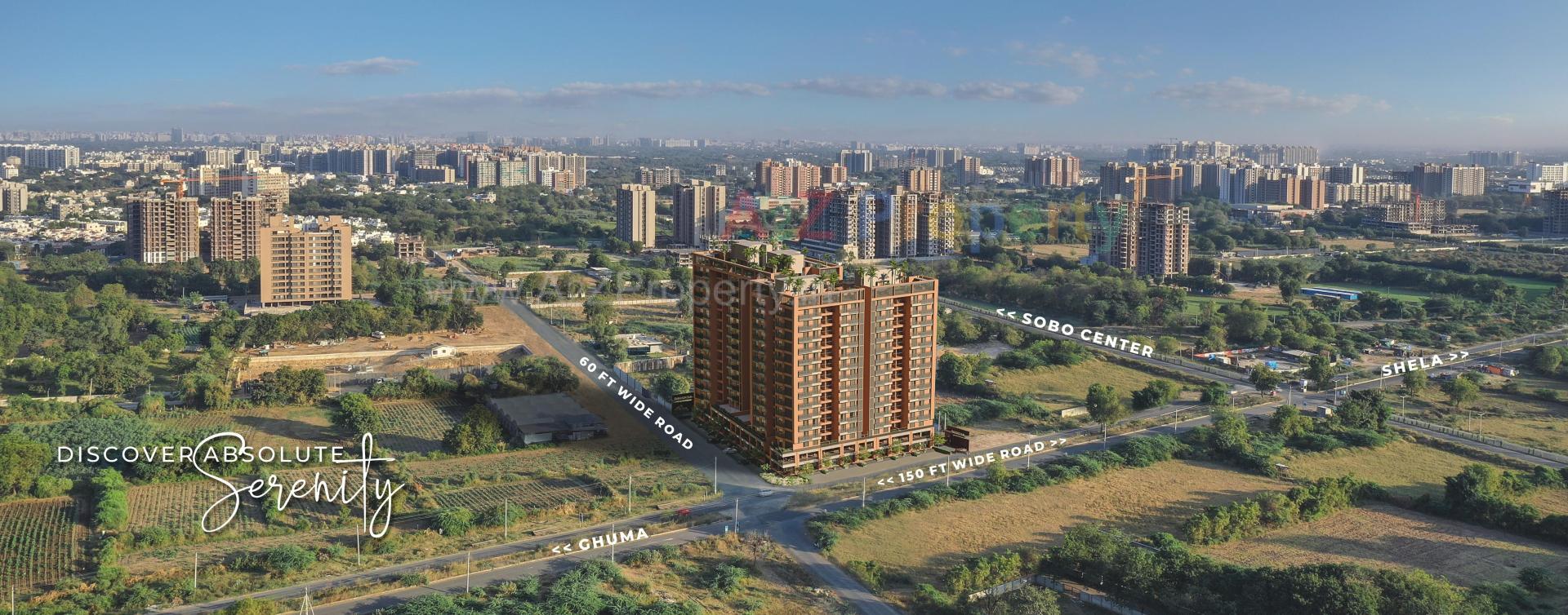 3D Elevation of real estate project Swarnim Sun located at Ghuma, Ahmedabad, Gujarat