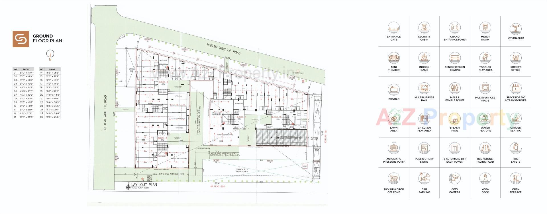 Layout of real estate project Swarnim Sun located at Ghuma, Ahmedabad, Gujarat