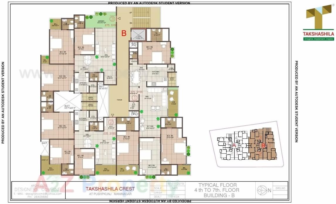 Layout of real estate project Takshashila Crest located at Ahmedabad, Ahmedabad, Gujarat