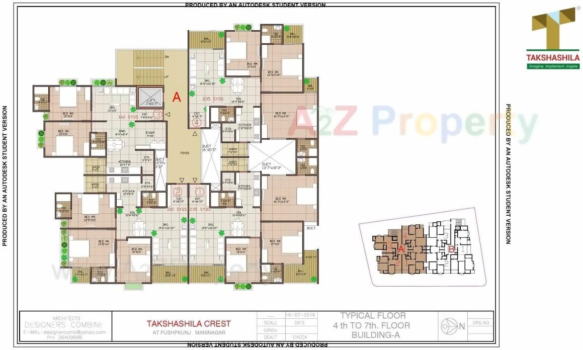 Layout of real estate project Takshashila Crest located at Ahmedabad, Ahmedabad, Gujarat