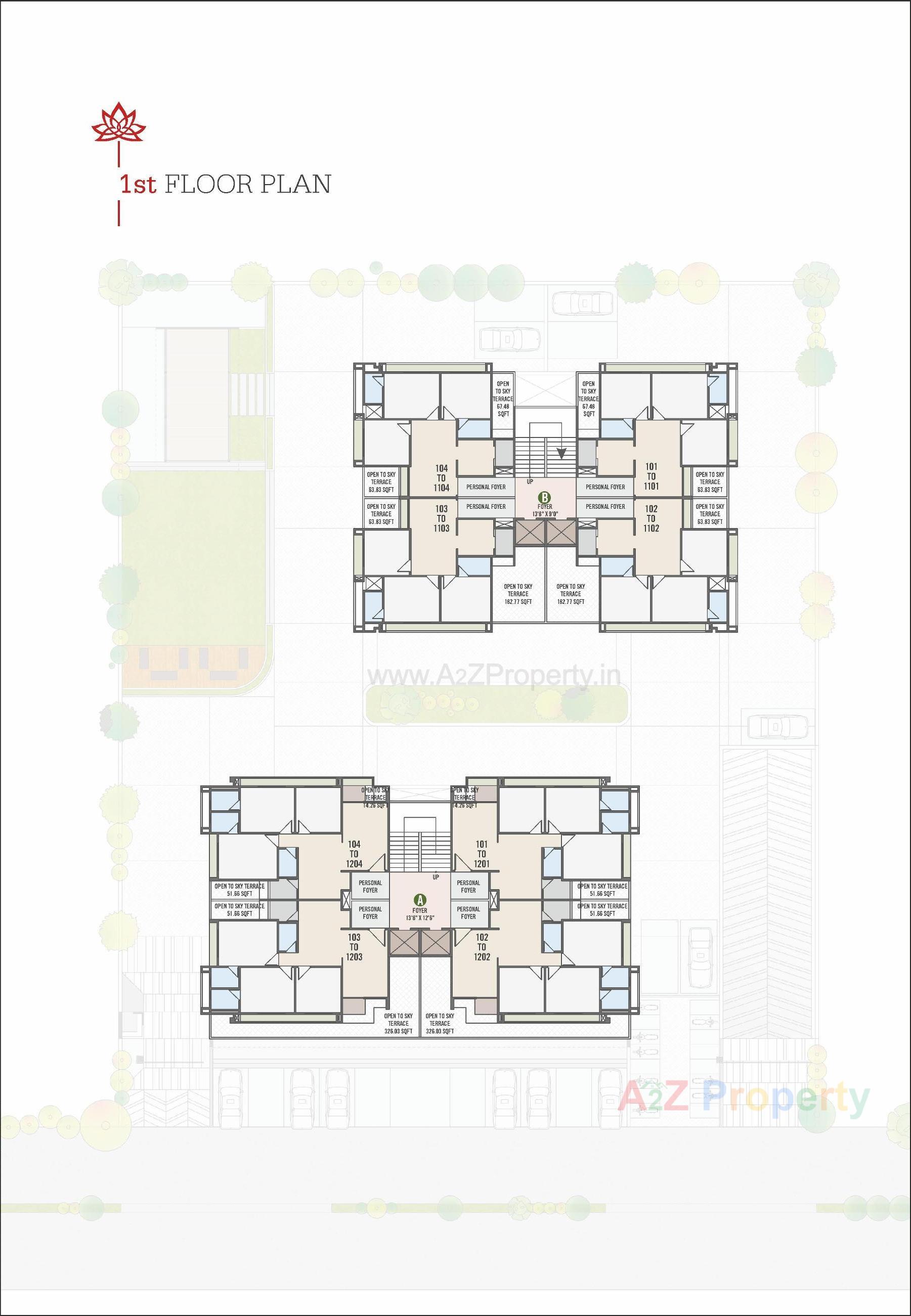 Layout of real estate project The Crest located at Chandkheda, Ahmedabad, Gujarat