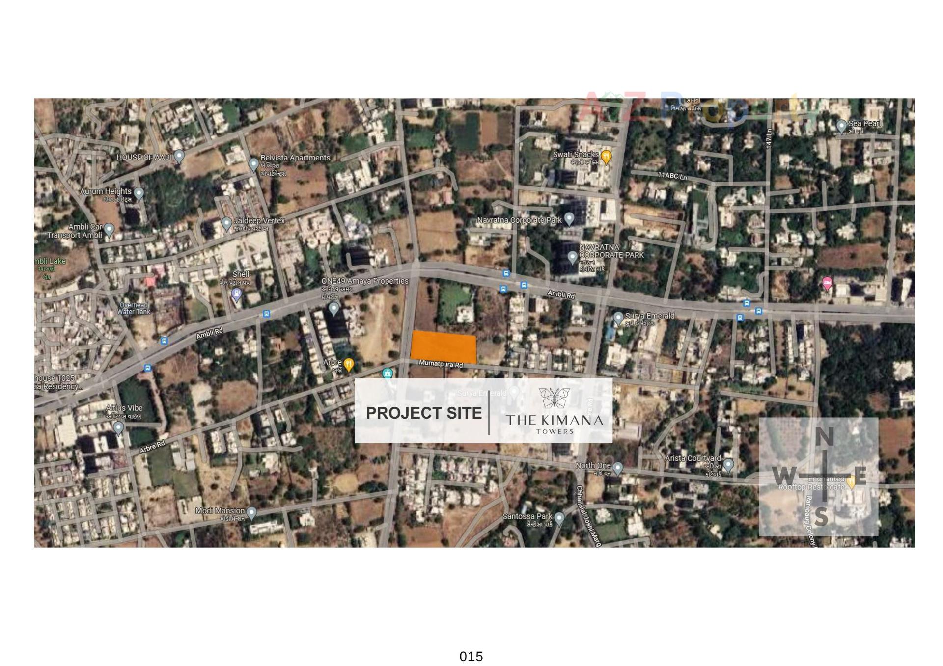 Layout of real estate project The Kimana Towers located at Ambali, Ahmedabad, Gujarat