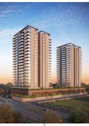 Elevation of real estate project The Kimana Towers located at Ambali, Ahmedabad, Gujarat