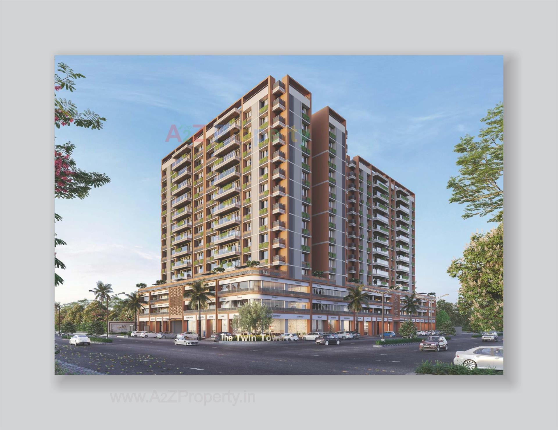 3D Elevation of real estate project The Twin Towers located at Hanspura, Ahmedabad, Gujarat