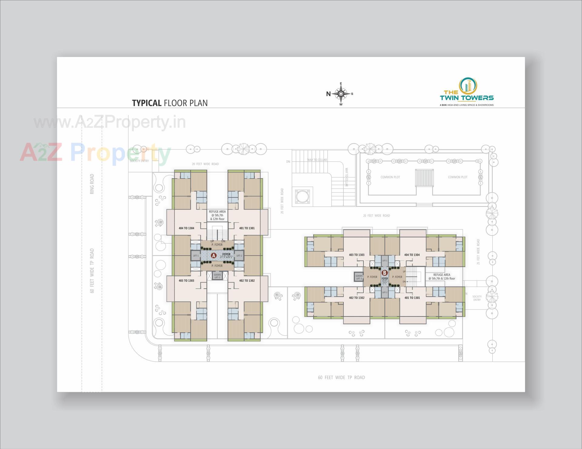 Layout of real estate project The Twin Towers located at Hanspura, Ahmedabad, Gujarat