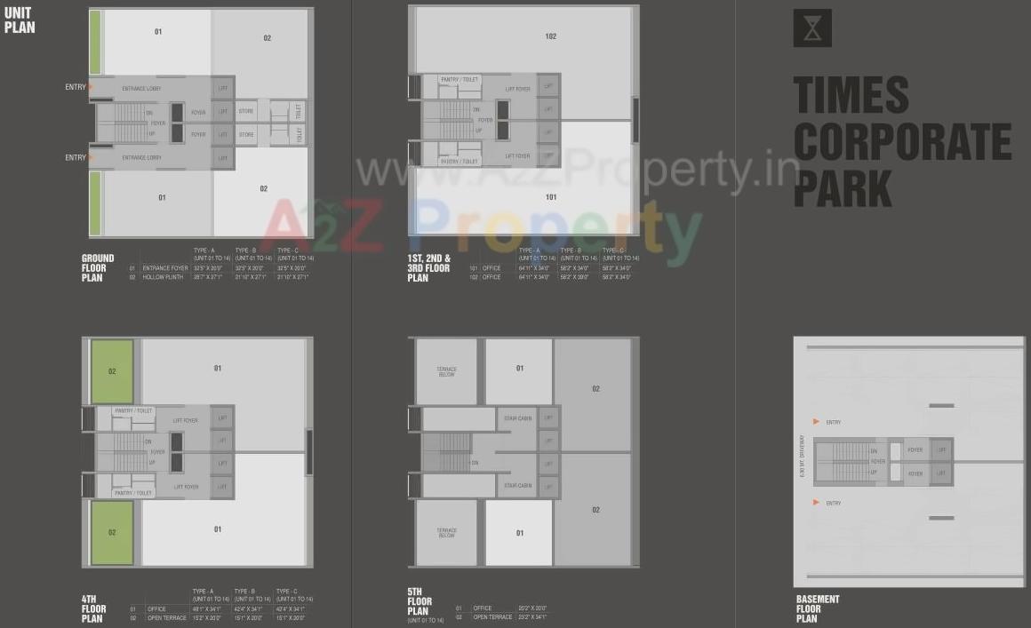 Layout of real estate project Times Corporate Park located at Thaltej, Ahmedabad, Gujarat