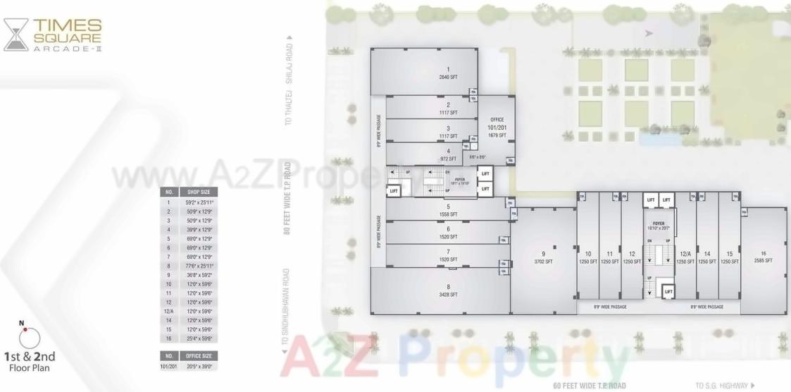 Layout of real estate project Times Square Arcade located at City, Ahmedabad, Gujarat