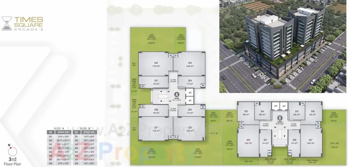 Layout of real estate project Times Square Arcade located at City, Ahmedabad, Gujarat