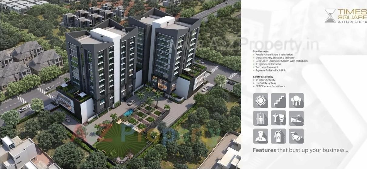 3D Elevation of real estate project Times Square Arcade located at City, Ahmedabad, Gujarat