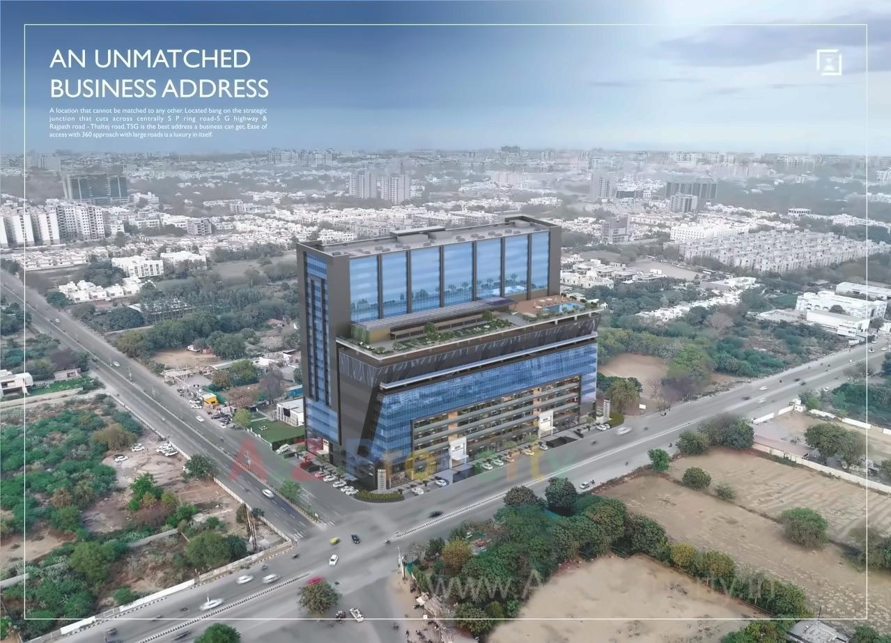 3D Elevation of real estate project Times Square Grand located at Thaltej, Ahmedabad, Gujarat