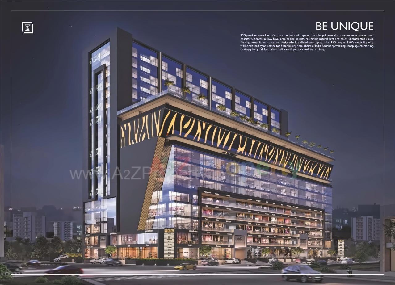 3D Elevation of real estate project Times Square Grand located at Thaltej, Ahmedabad, Gujarat
