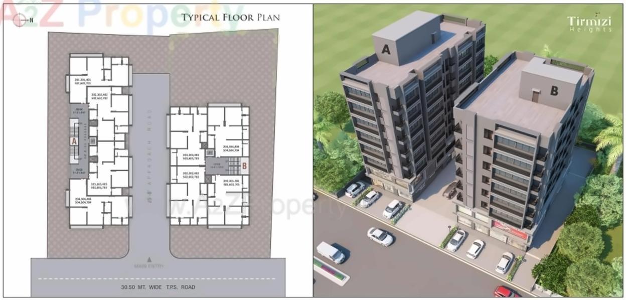 Layout of real estate project Tirmizi Hieghts located at City, Ahmedabad, Gujarat