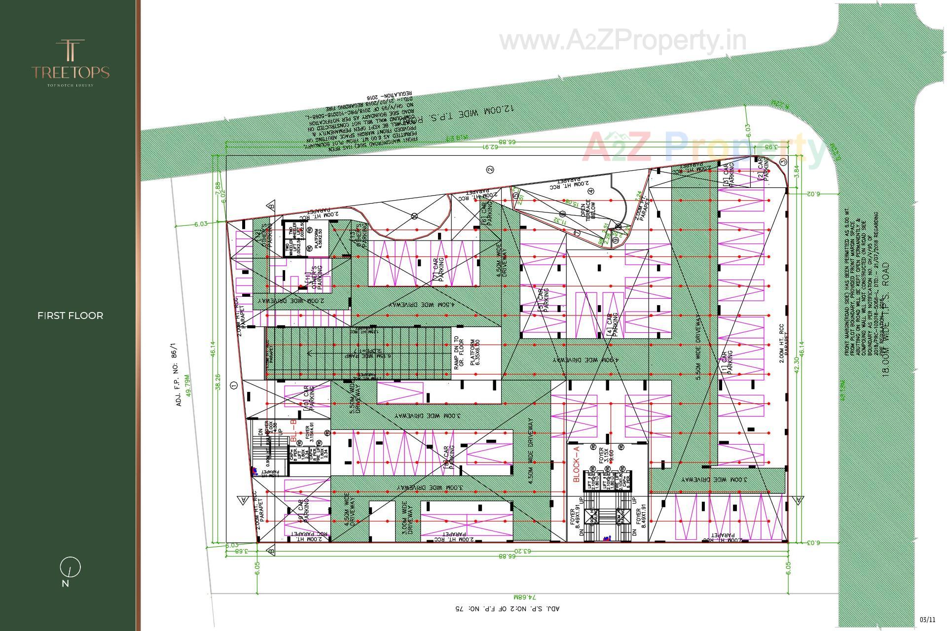 Layout of real estate project Treetop located at Thaltej, Ahmedabad, Gujarat