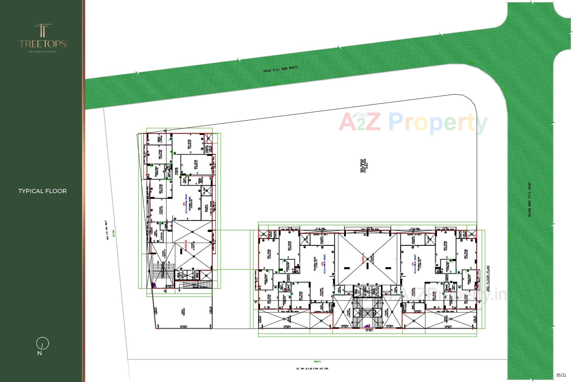 Layout of real estate project Treetop located at Thaltej, Ahmedabad, Gujarat