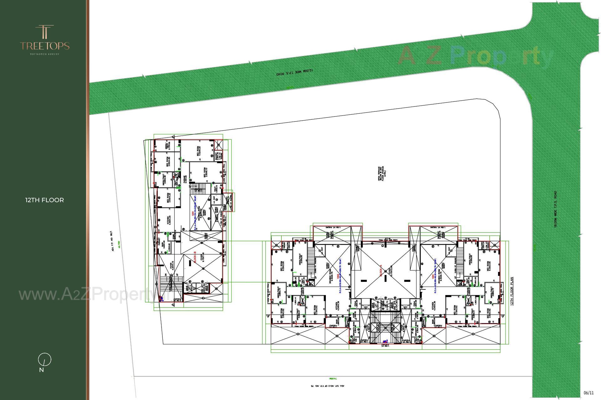 Layout of real estate project Treetop located at Thaltej, Ahmedabad, Gujarat