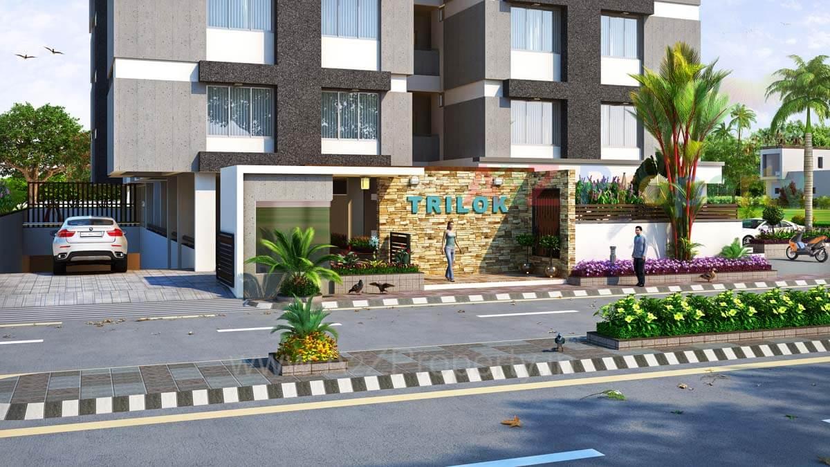 3D Elevation of real estate project Trilok Glory located at Motera, Ahmedabad, Gujarat