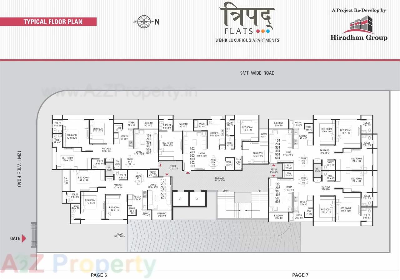 Layout of real estate project Tripad Flat located at Paldi, Ahmedabad, Gujarat