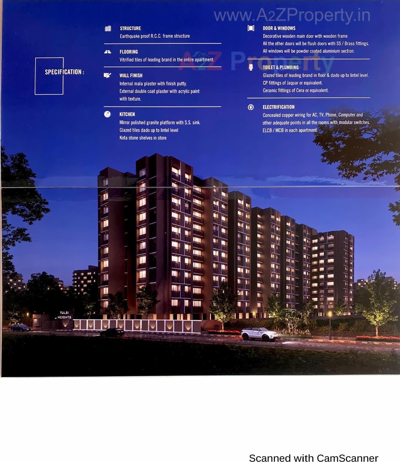 3D Elevation of real estate project Tulsi Heights located at Tragad, Ahmedabad, Gujarat