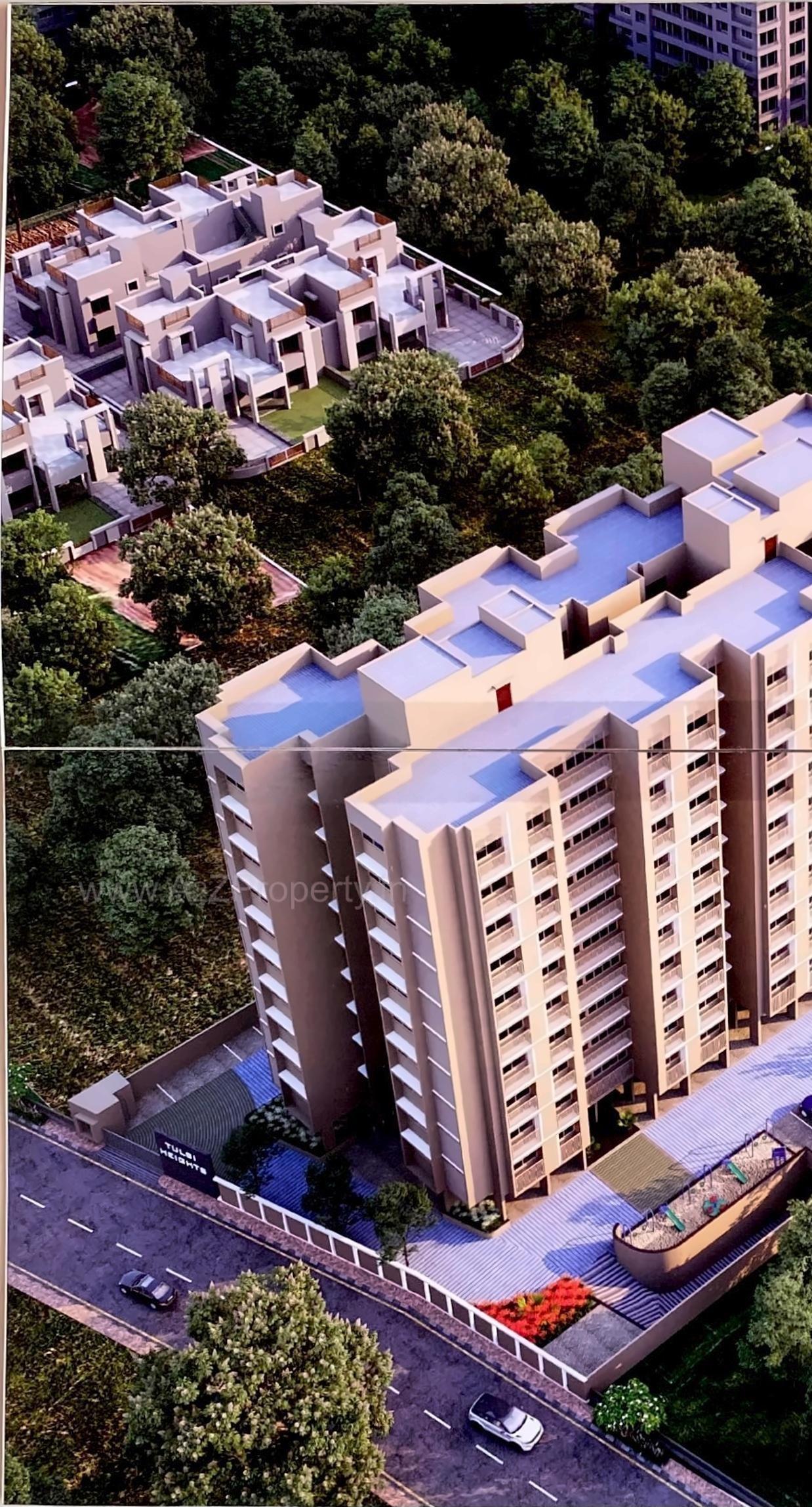 3D Elevation of real estate project Tulsi Heights located at Tragad, Ahmedabad, Gujarat