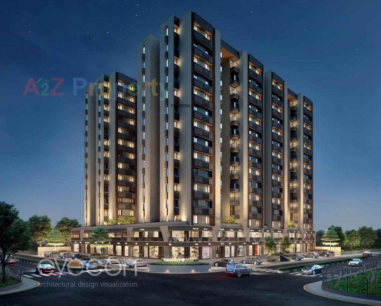 3D Elevation of real estate project Turquoise Blu located at Shela, Ahmedabad, Gujarat