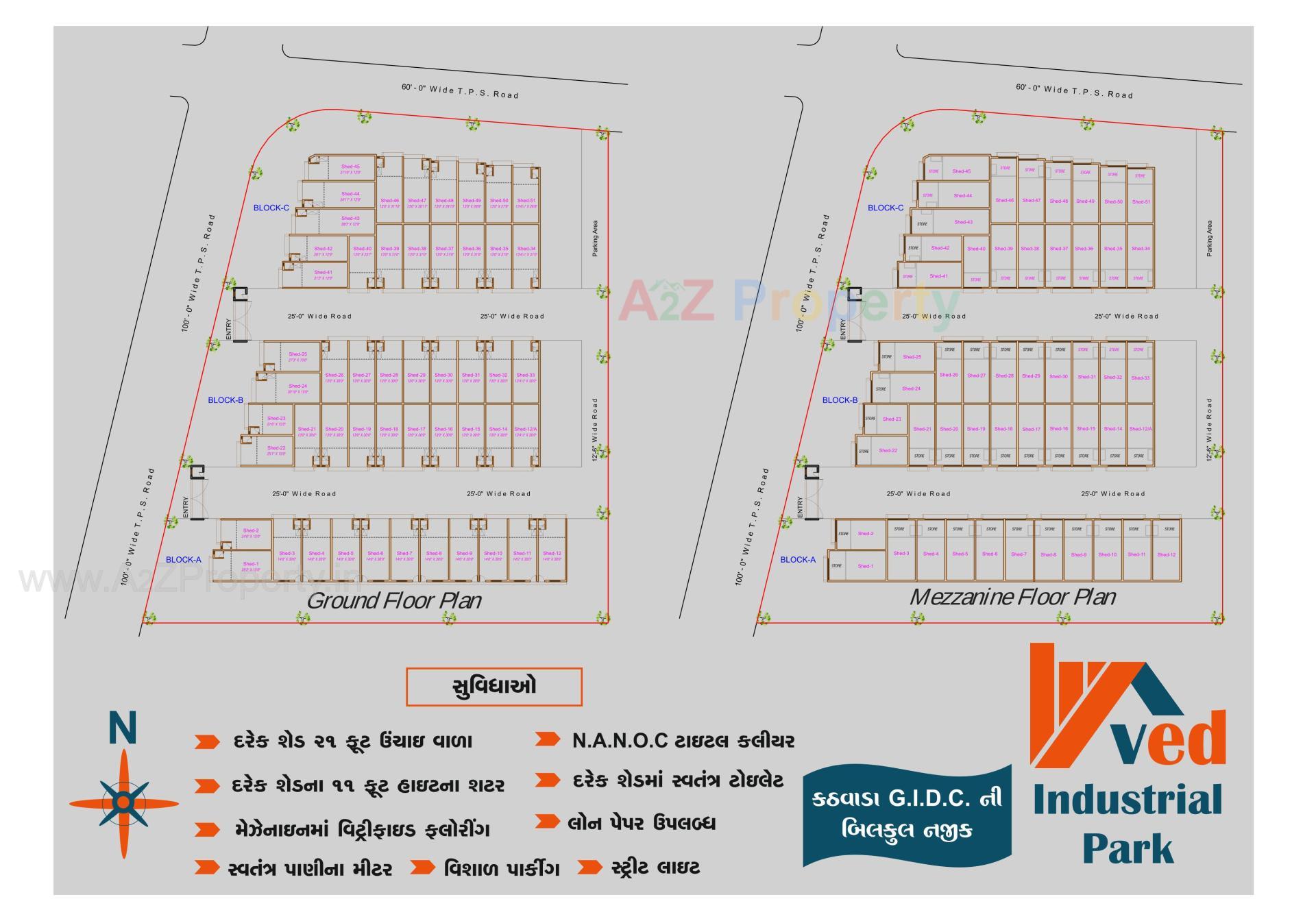 Layout of real estate project Ved Industrial Park located at Kathwada, Ahmedabad, Gujarat