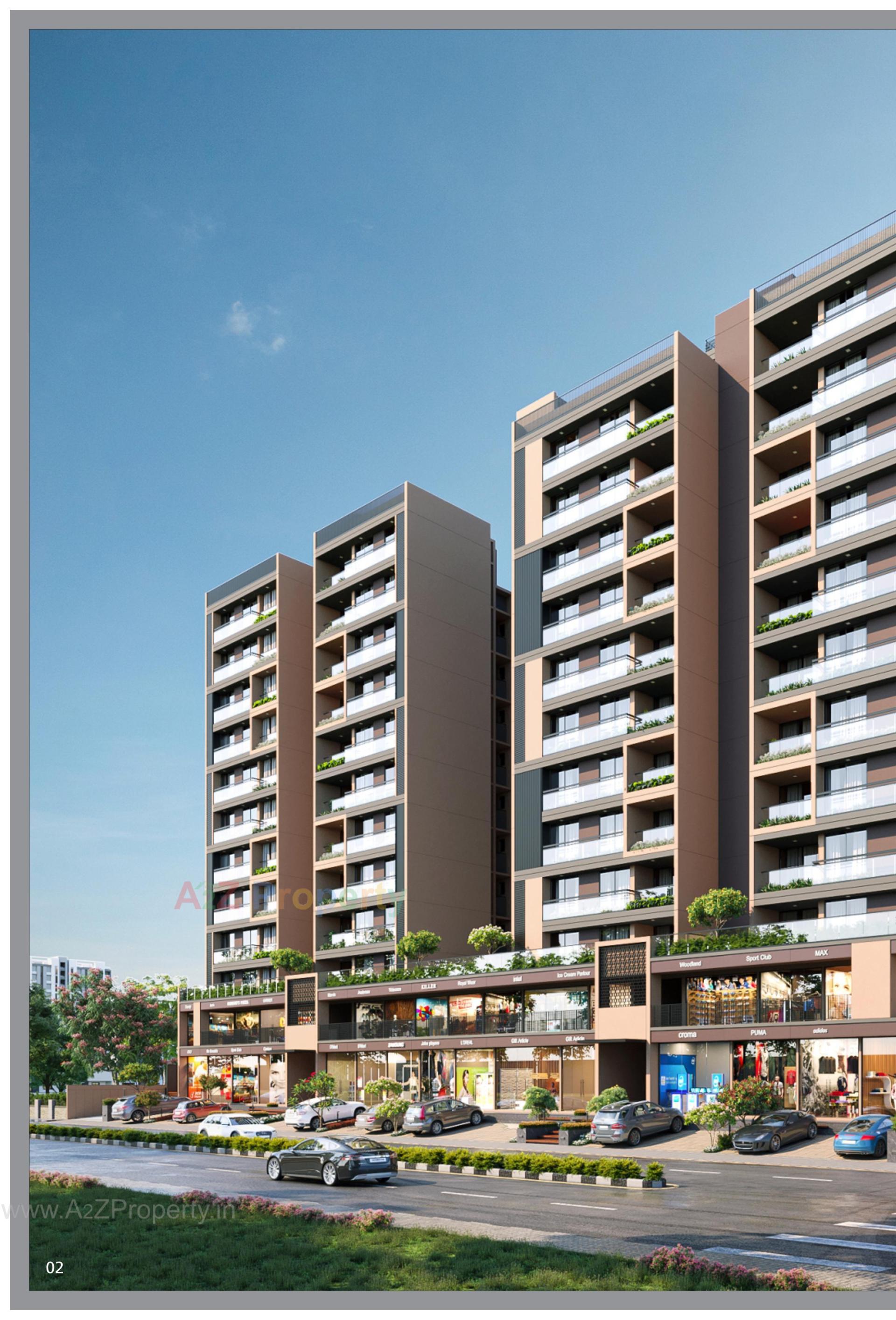 3D Elevation of real estate project Viaan Skyrise located at Vinzol, Ahmedabad, Gujarat