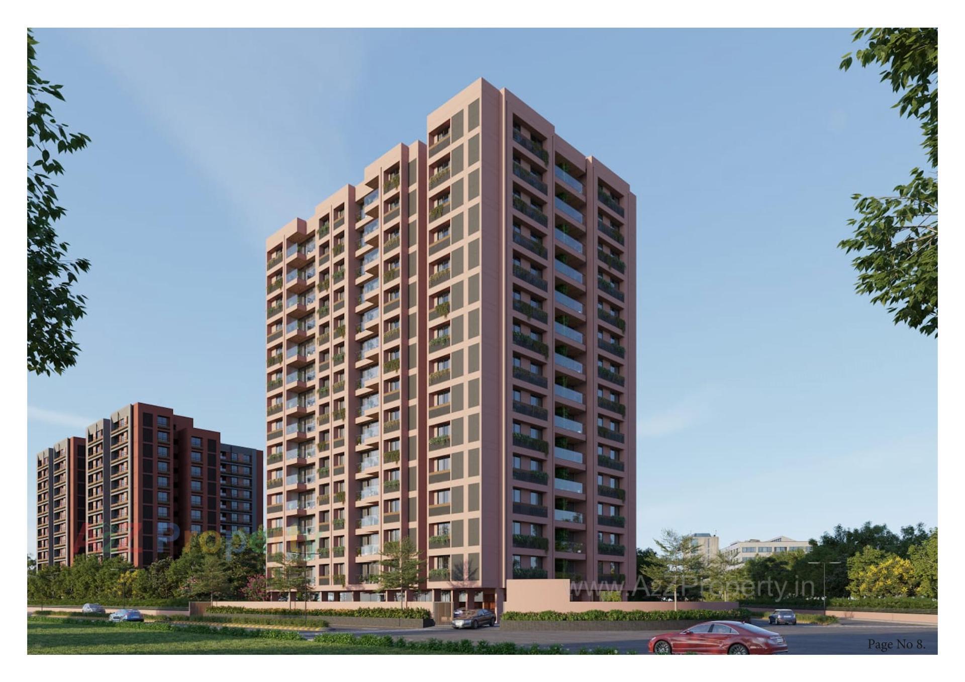 3D Elevation of real estate project Vinayak Elysium located at Thaltej, Ahmedabad, Gujarat