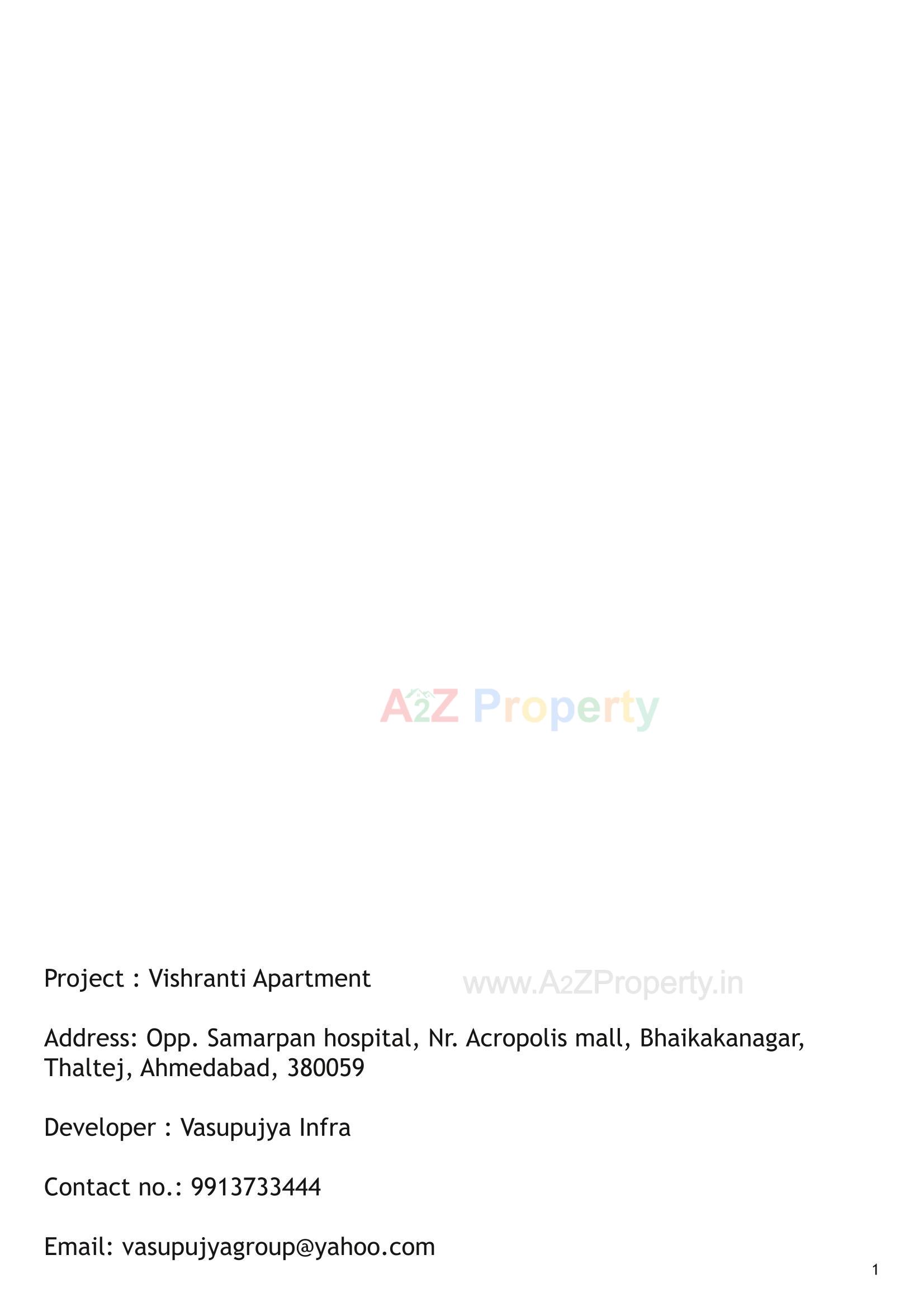  of real estate project Vishranti Apartment located at Thaltej, Ahmedabad, Gujarat