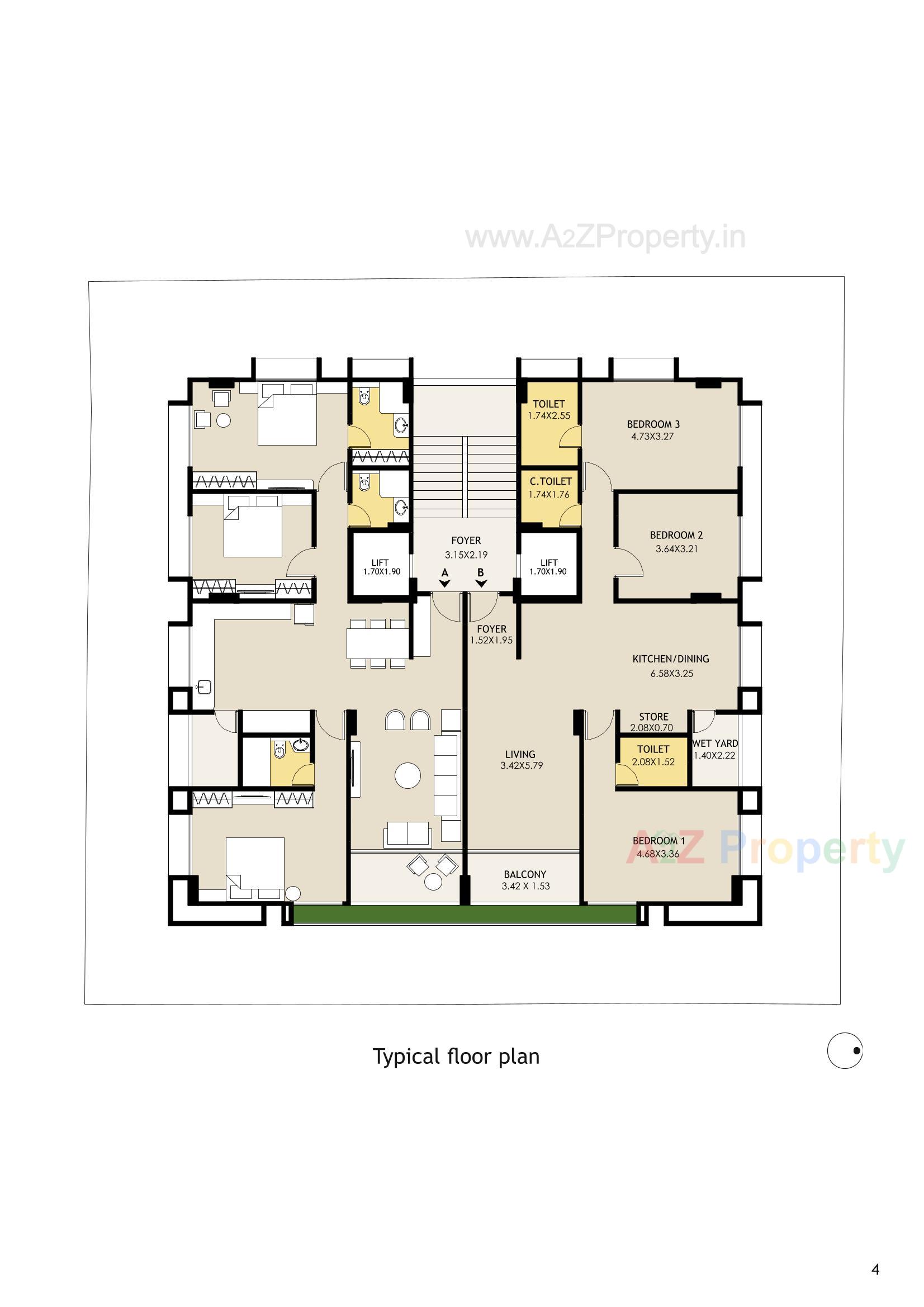 Layout of real estate project Vishranti Apartment located at Thaltej, Ahmedabad, Gujarat