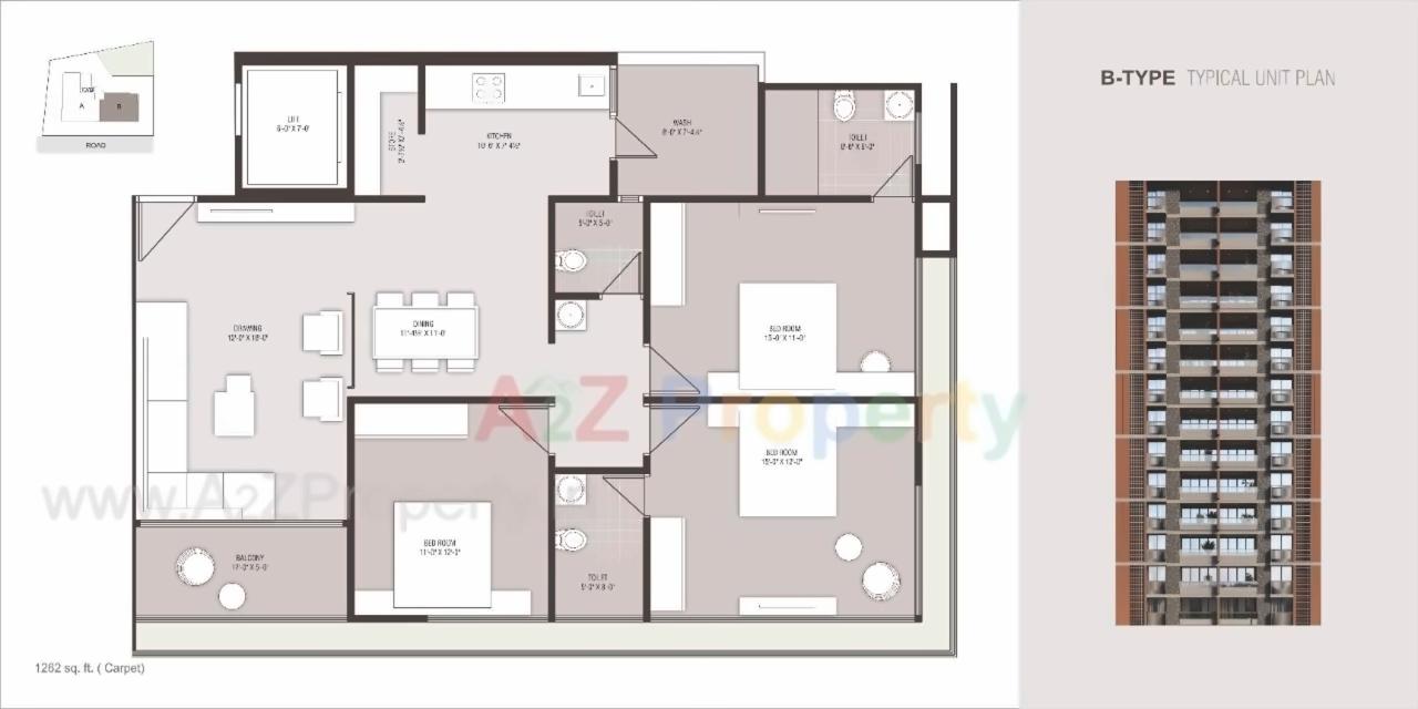 Layout of real estate project Vishwa Opulence located at Memnagar, Ahmedabad, Gujarat