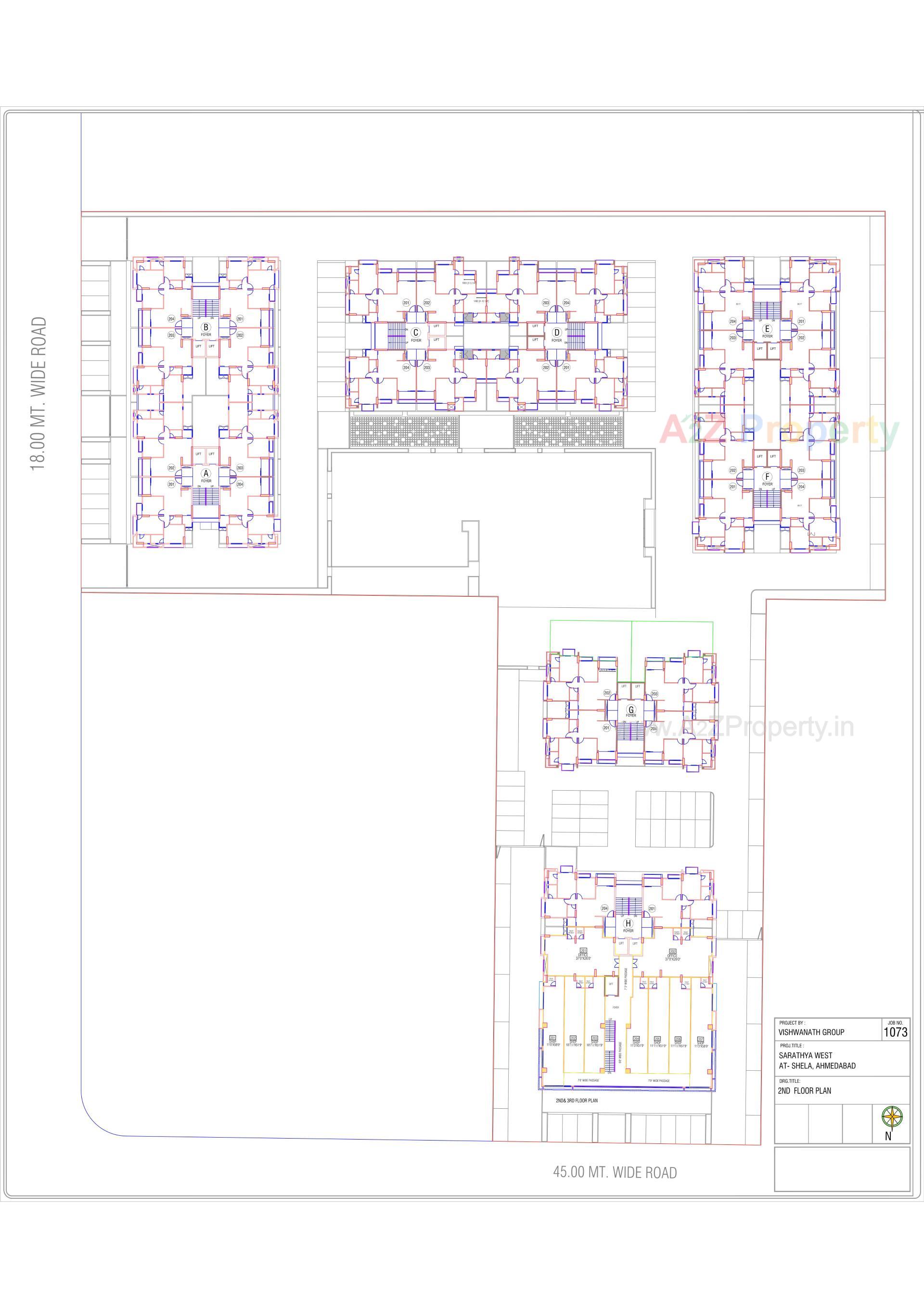 Layout of real estate project Vishwanath Sarathya West located at Shela, Ahmedabad, Gujarat