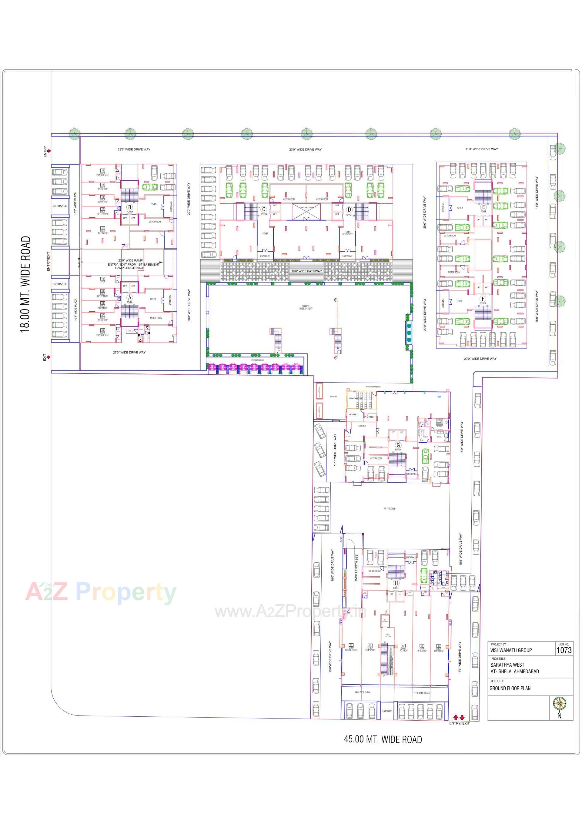 Layout of real estate project Vishwanath Sarathya West located at Shela, Ahmedabad, Gujarat